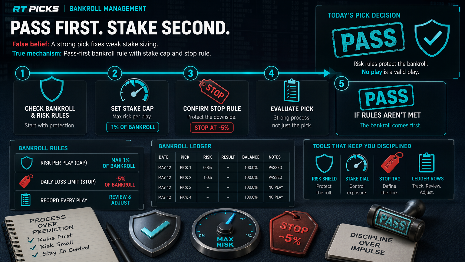 Bankroll Management Before You Tail Sports Picks operating routine infographic