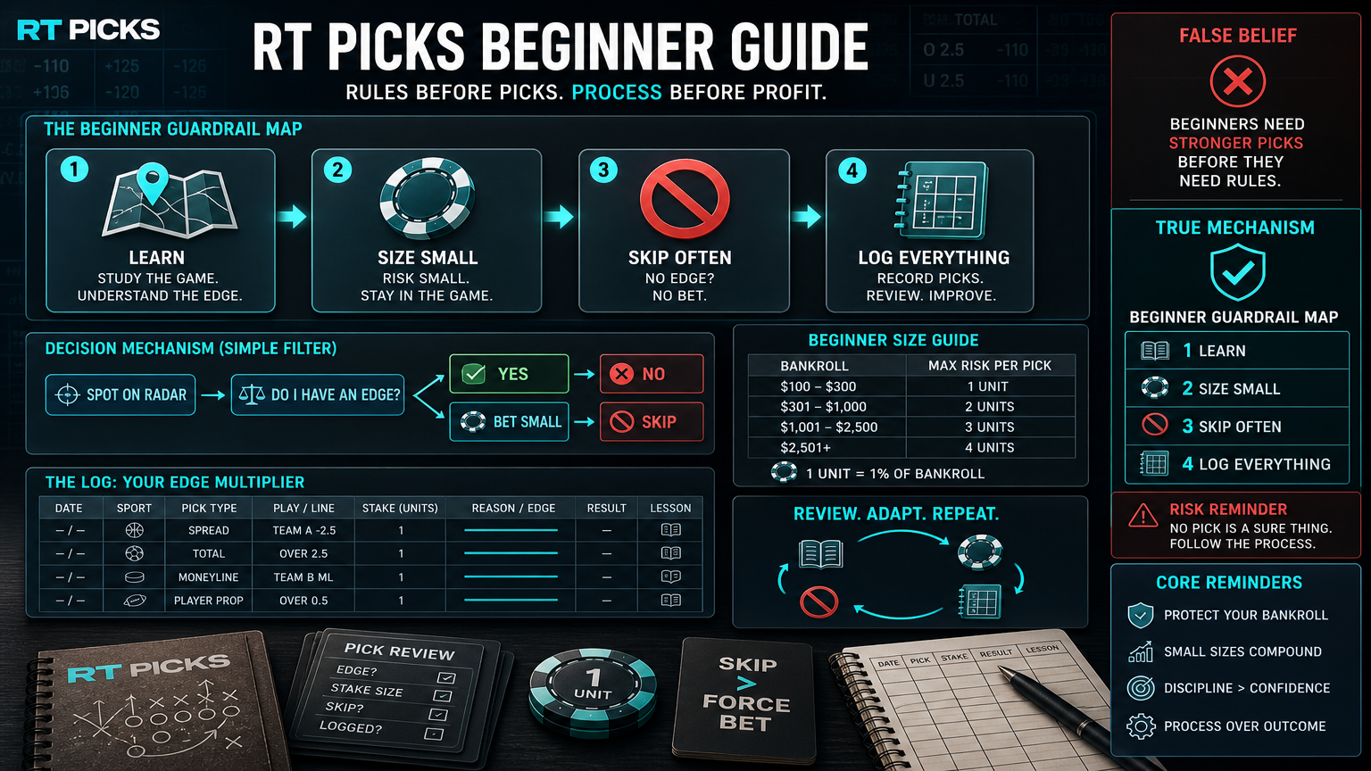 RT Picks Beginner Guide: How to Join Without Getting Reckless framework infographic