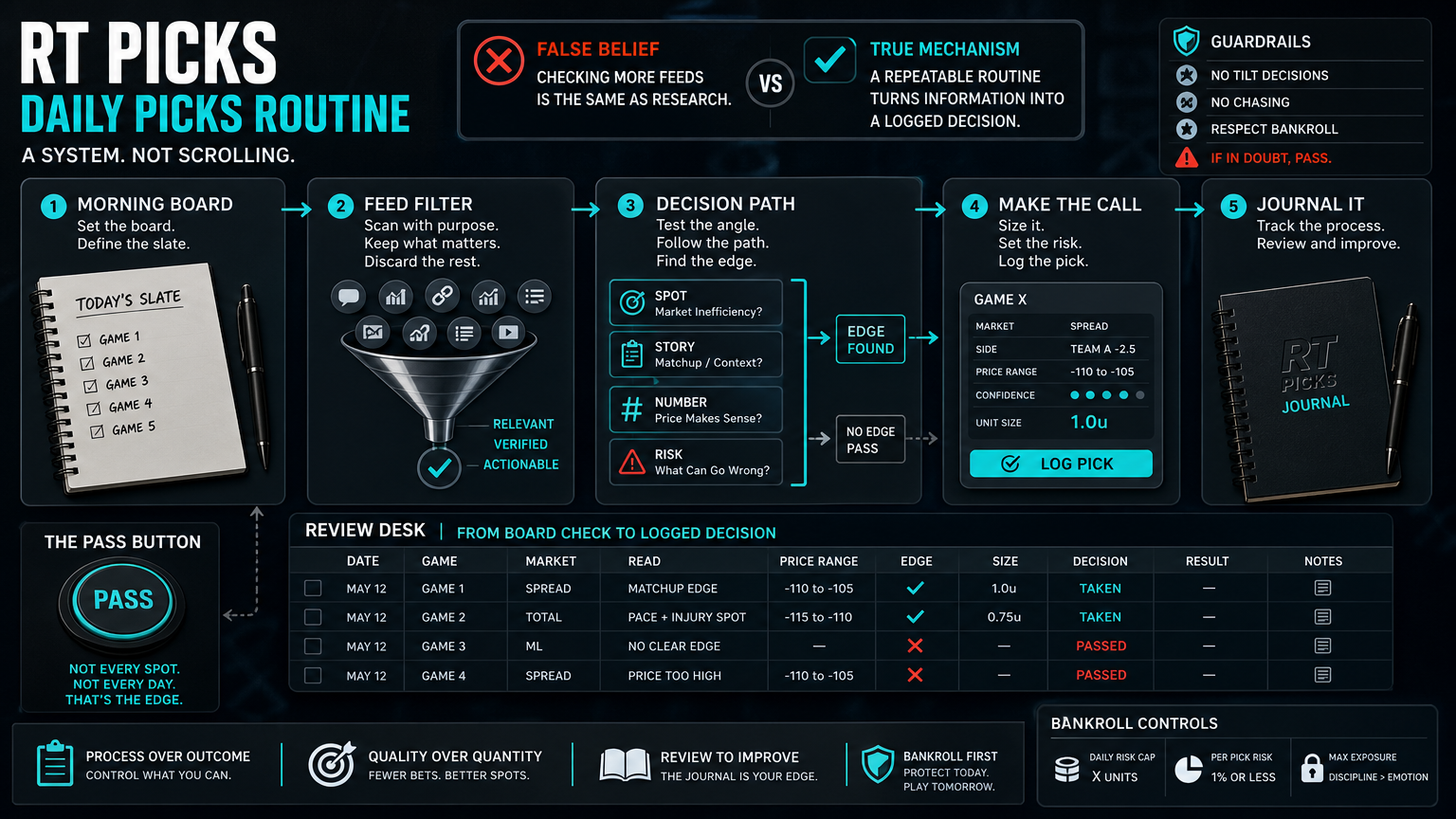 A Daily RT Picks Routine for Calmer Betting Decisions framework infographic