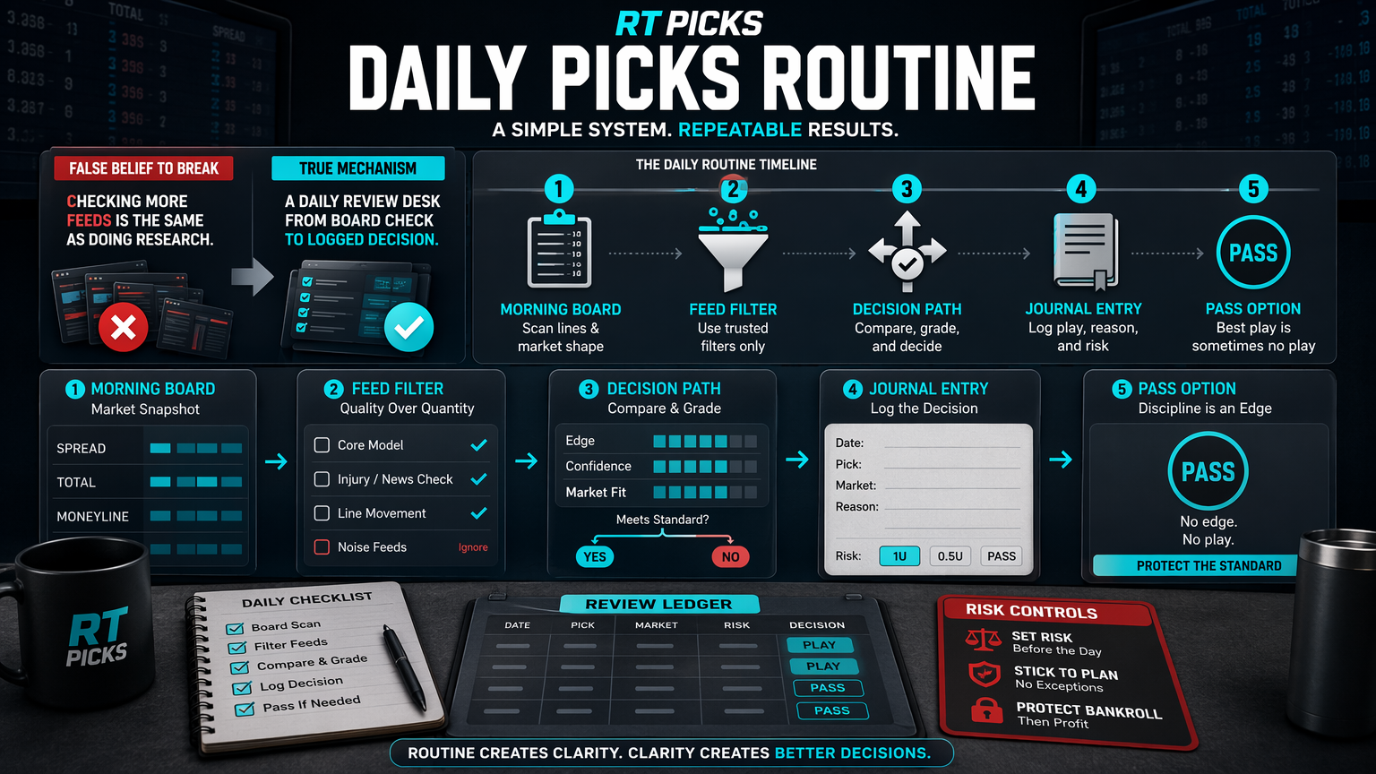 A Daily RT Picks Routine for Calmer Betting Decisions operating routine infographic