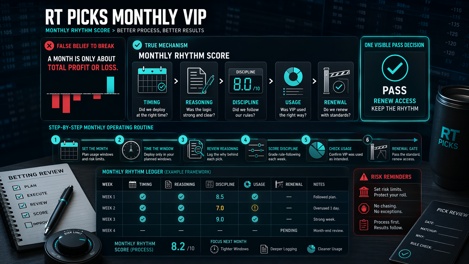 RT Picks Monthly VIP: When the $50 Plan Makes Sense operating routine infographic