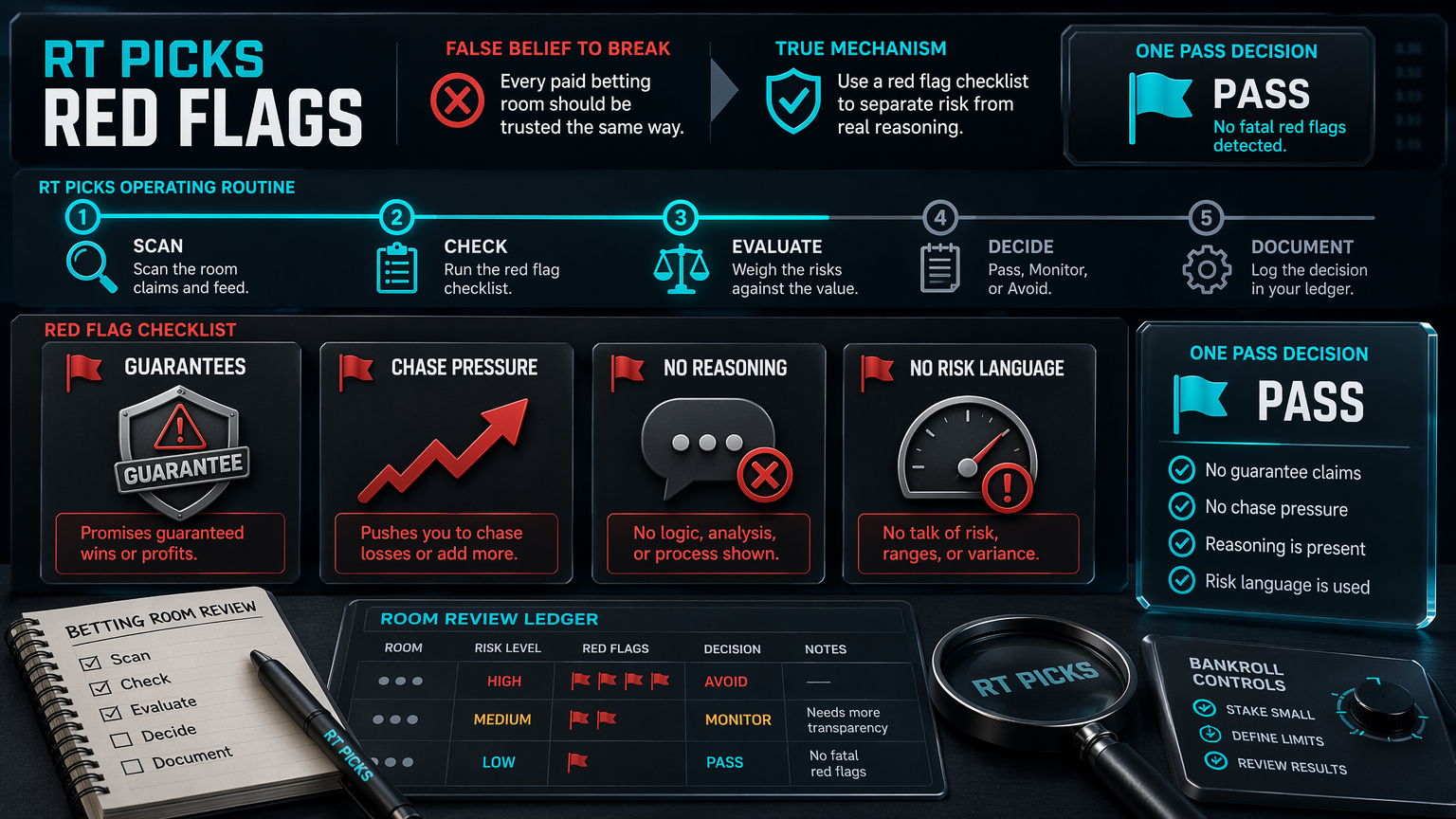 Red Flags Before Joining Any Sports Picks Community operating routine infographic