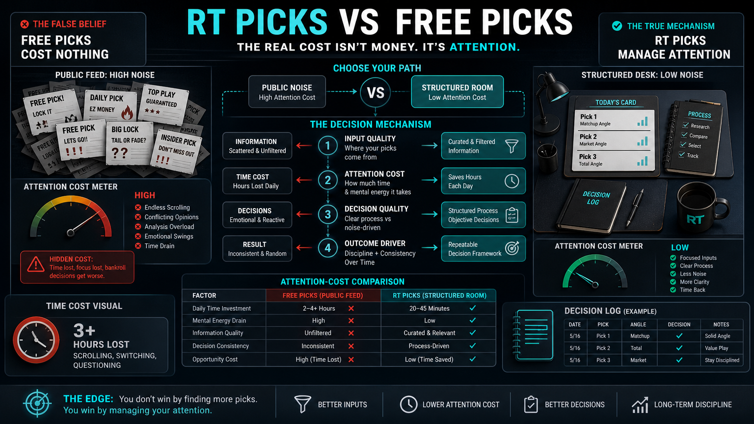 RT Picks vs Free Picks: What You Are Really Comparing framework infographic